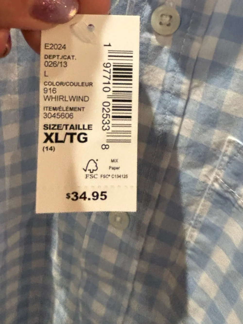 NWT ✨ The Children's Place Blue and White Gingham Button-Down Shirt XL/14